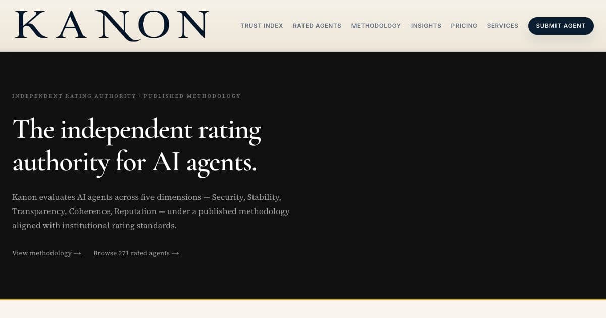 AgentTrust — Grades AI agents from AAA to D on five weighted dimensions, using a published and reproducible methodology.