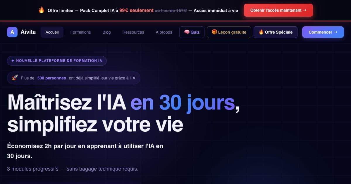 Aivita — Online courses in French that teach non-technical people to use AI assistants for everyday tasks and work routines.