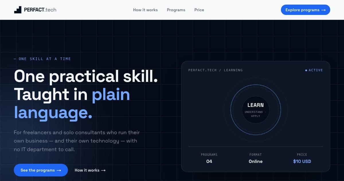 Areer — Short online programs that teach freelancers and solo consultants practical technology skills in plain language.