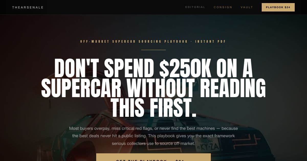 TheArsenale — A luxury mobility marketplace connecting collectors with high-end vehicles, motorcycles, boats and design objects through concept stores and online.