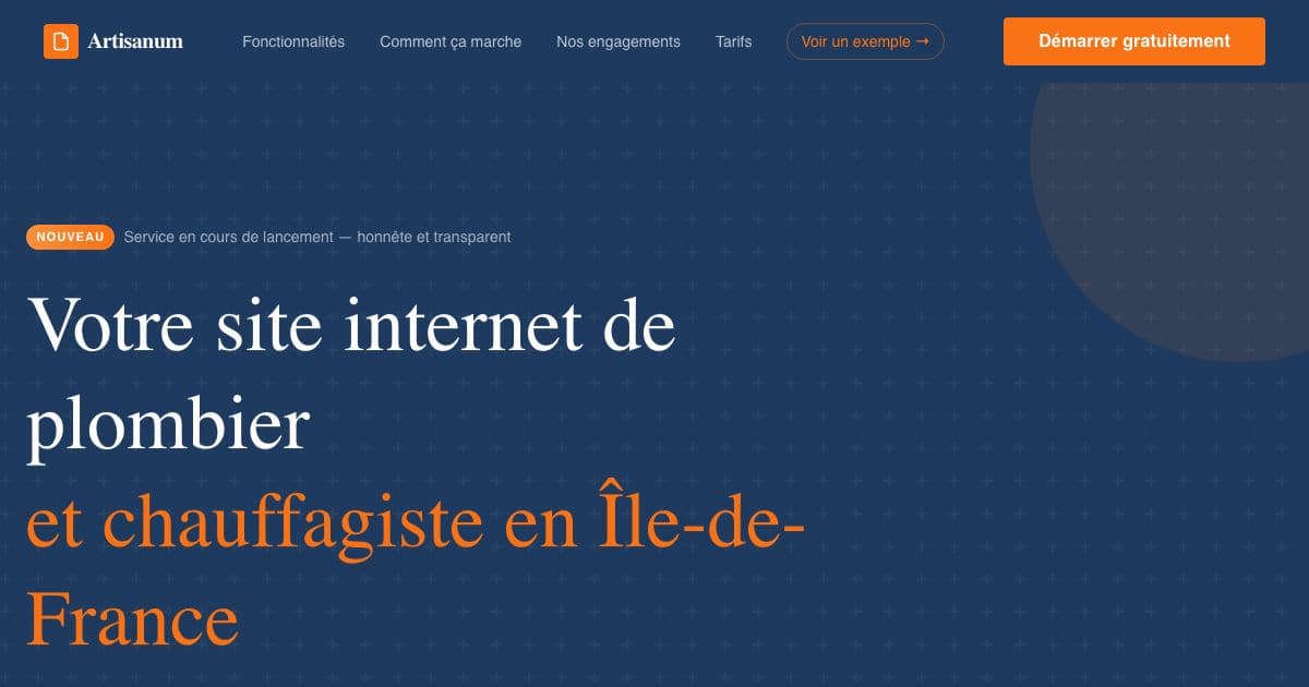 Artivio — Done-for-you websites and Google Business Profile setup for plumbers and heating engineers around Paris, on a monthly plan.