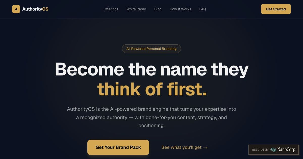 AuthorityOS — Writes LinkedIn positioning audits and 30-day content packs for consultants, coaches and advisors.