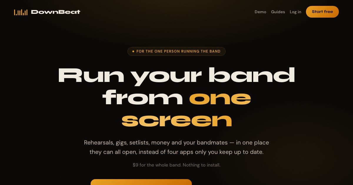 Bandflow — A shared web workspace where independent bands plan rehearsals and gigs, order setlists and split fees.