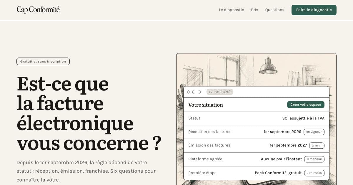 Bill up — A free six-question check that shows a very small French business where it stands on mandatory electronic invoicing.