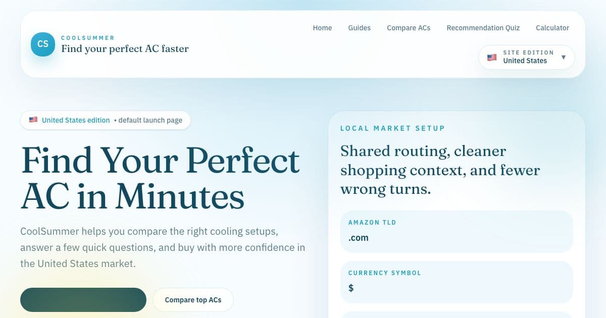 Breezi — Helps people in the US and Europe choose an air conditioner or heat pump with guides, a quiz and comparisons in their language.