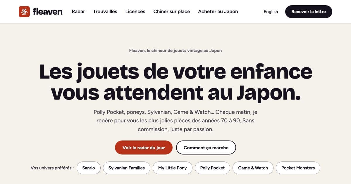 Chineur — Spots vintage toys from the 1970s to the 1990s on Japanese resale sites and explains them to French-speaking collectors.