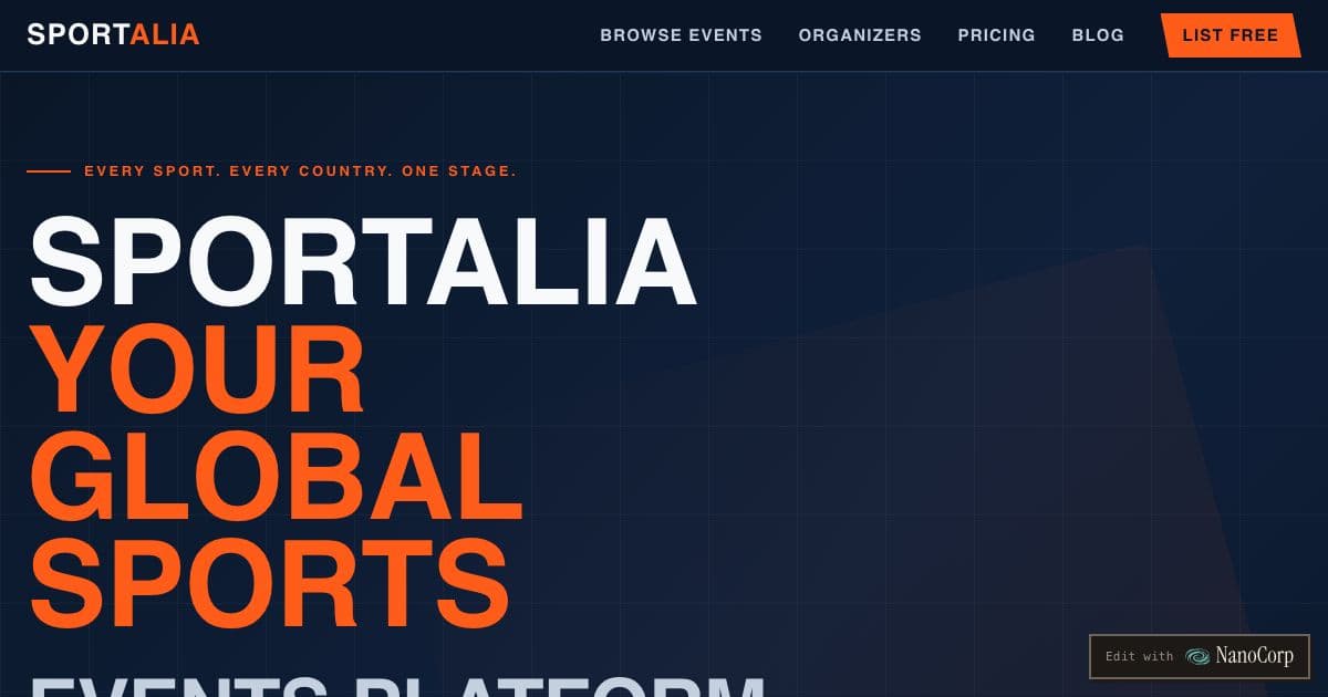 I Co — Lists races, rides, swims and tournaments by sport and country, and lets organizers add their own events for free.