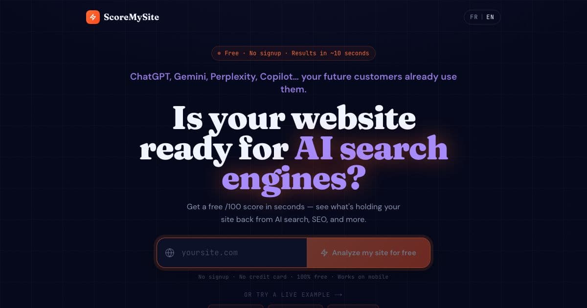 Proposes Co — Scores a business website out of 100 on its readiness for AI search engines and classic SEO, with a plan of fixes.