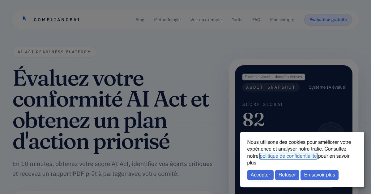 P Co — A questionnaire that scores AI systems against the EU AI Act and turns the gaps into a shareable PDF report and action plan.