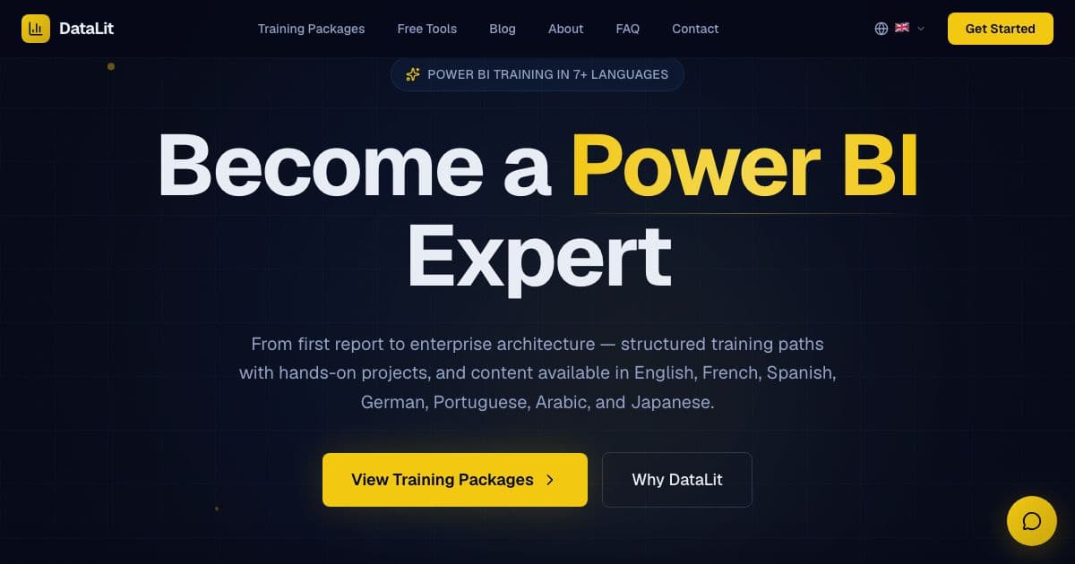 DataLit — Self-paced Power BI courses in four levels, from a first report to enterprise architecture, plus a free model audit tool.