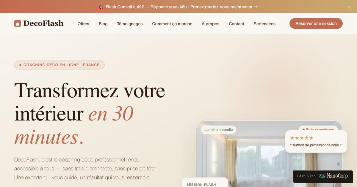 Decor — Online decoration coaching for people in France who want to redo a room without hiring an interior architect.