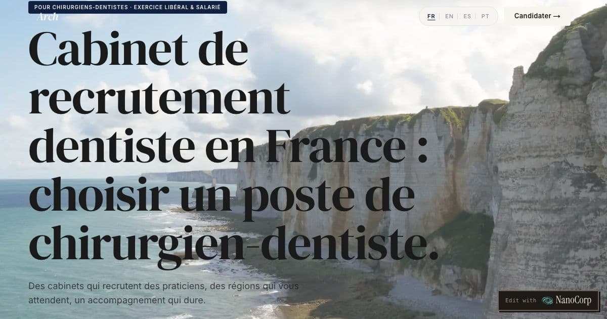 DentaFlow — A free recruitment service that helps dentists find a practice and a region to work in, with a focus on underserved parts of France.