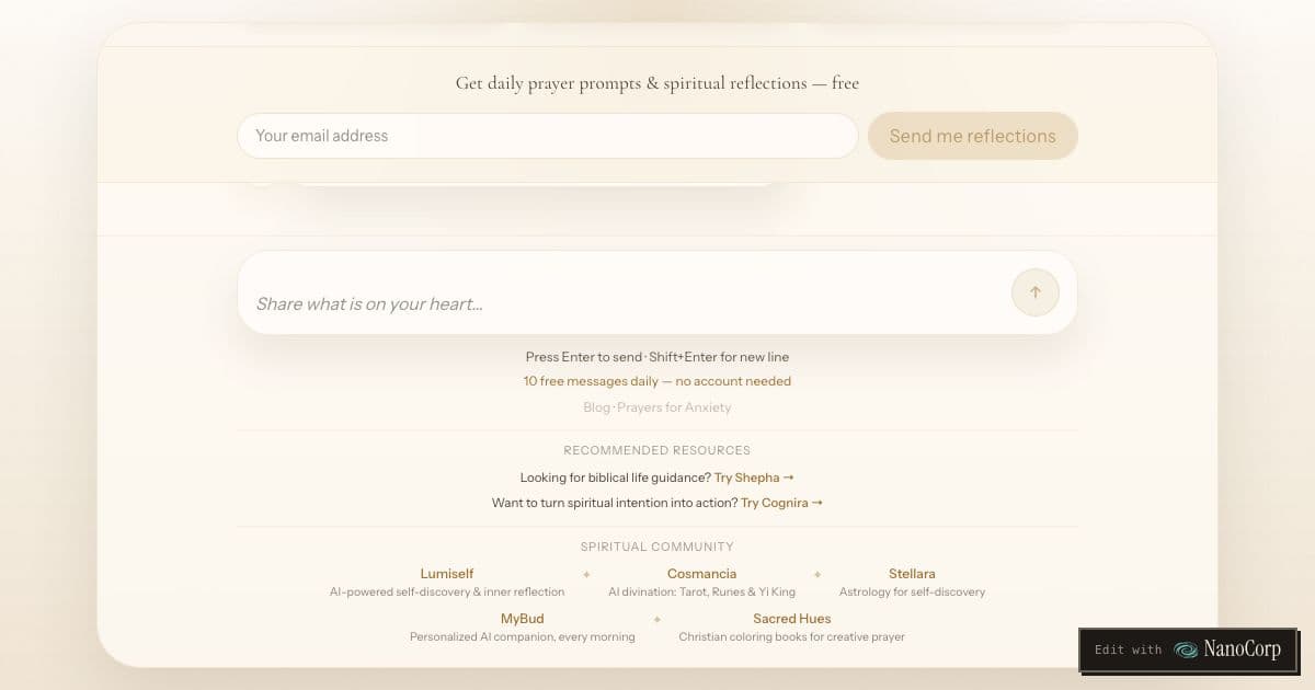 Divinly — A conversational space where people talk to an AI voice of Jesus for comfort, prayer and Bible verses.