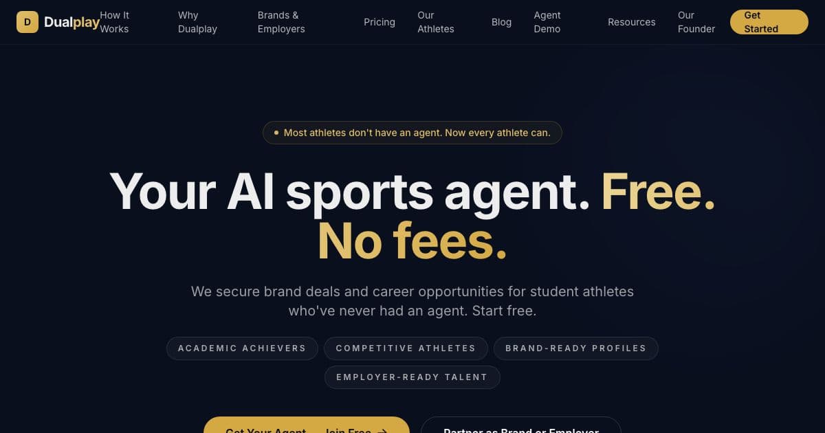 Dualplay — An AI agent that pitches student athletes with strong grades to brands for NIL deals and to employers for internships.