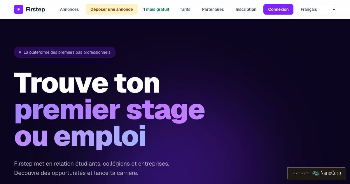 Firstep — A job board that connects students and school pupils with companies offering internships, work-study places and first jobs.