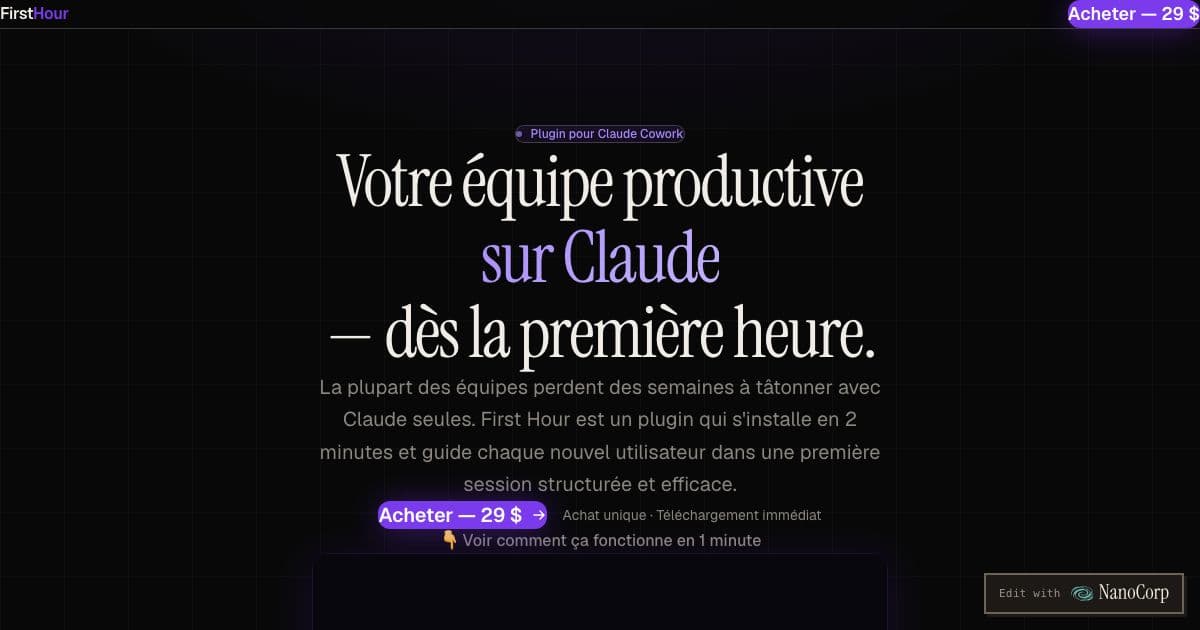 First Hour — A plugin that guides a new Claude user through a structured first session, from connected tools to working automations.