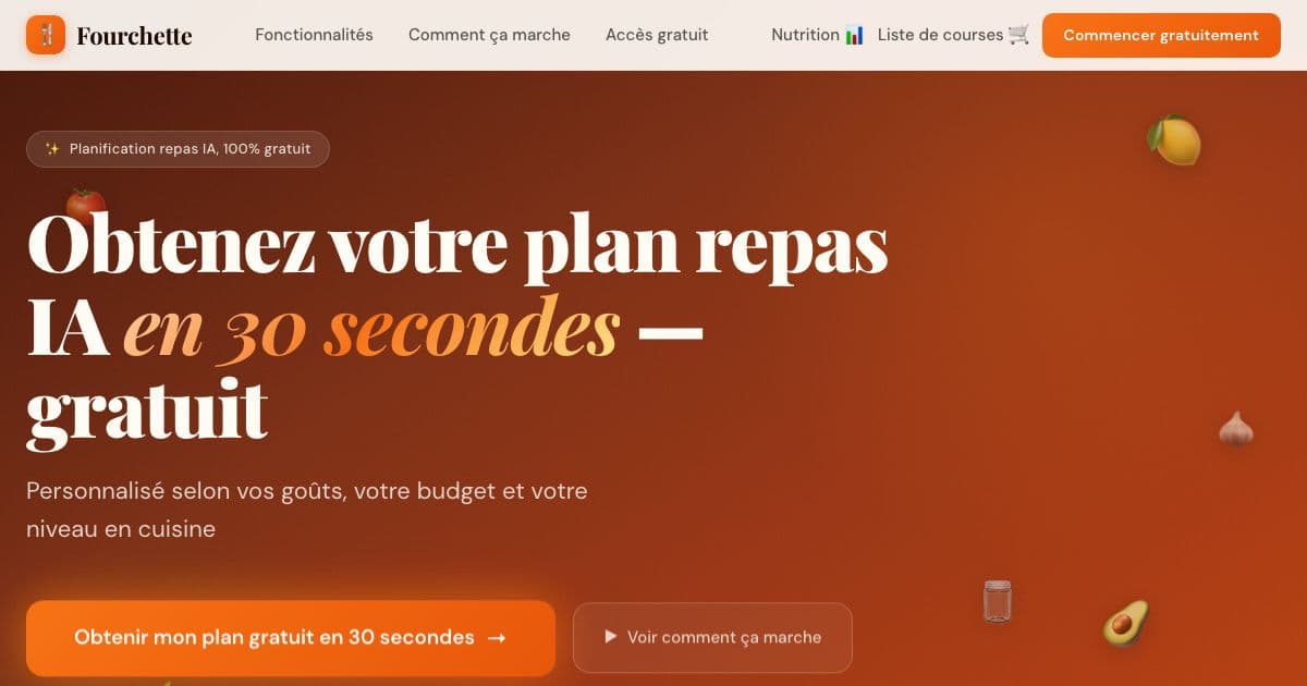 Fourchette — A French-language meal planner that turns diet, budget and cooking skill into a weekly menu and shopping list.