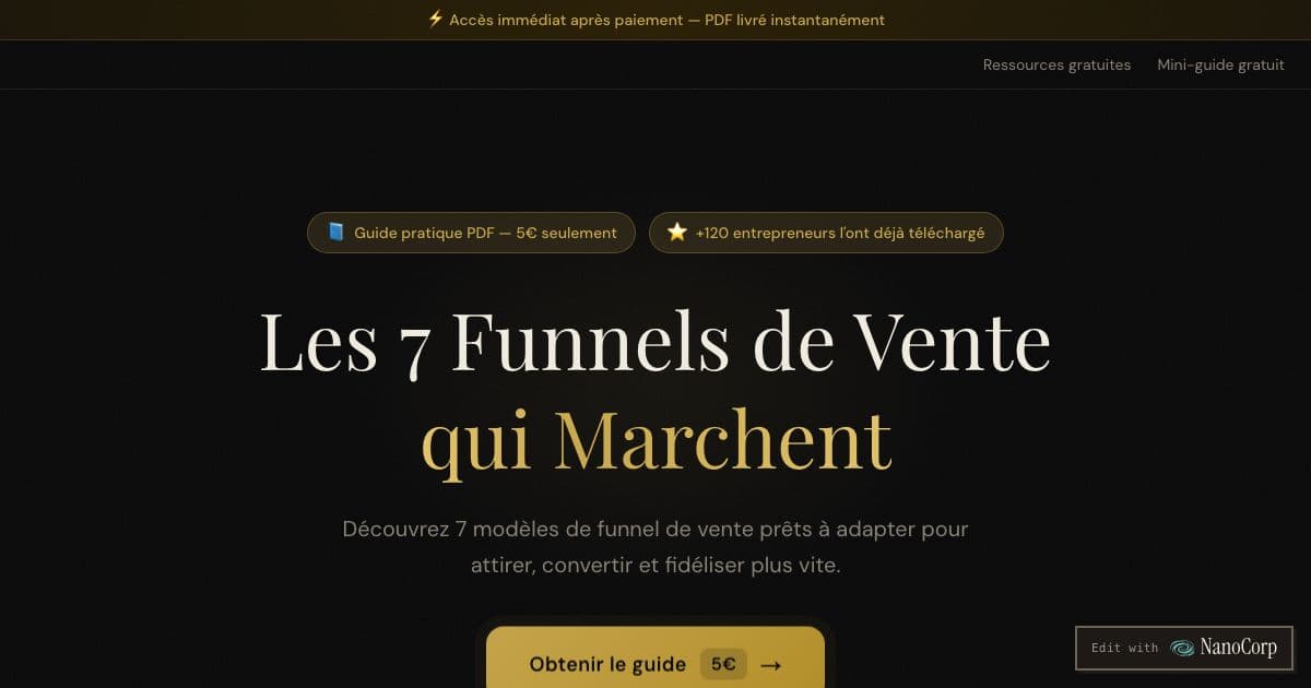 Funnel Blueprint — A French-language PDF guide that explains seven online sales funnel models for new entrepreneurs, freelancers and marketers.