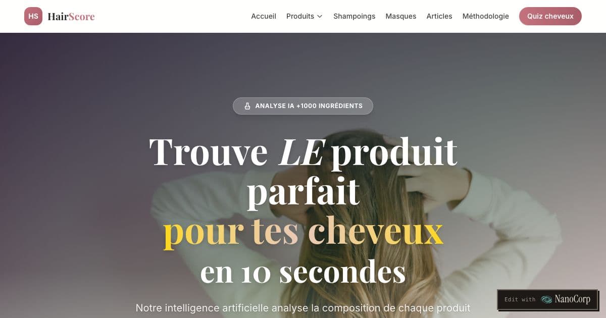 HairScore — A French site that scores hair care products from 0 to 10 on their ingredients and links shoppers to retailers.