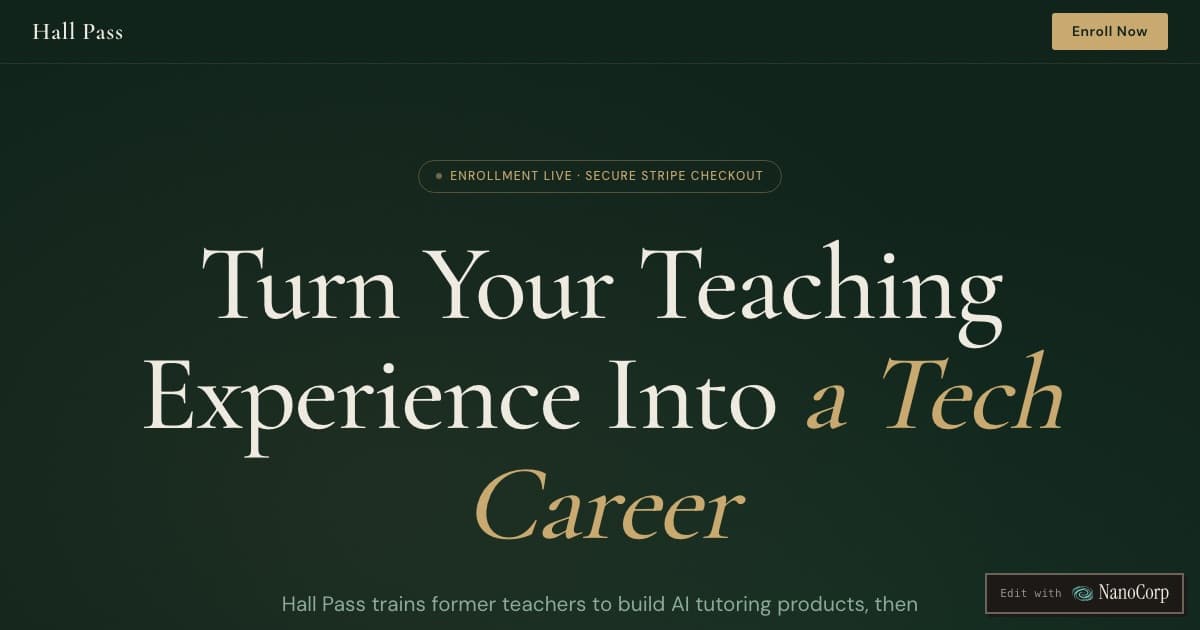 Hall Pass — Turn Your Teaching Experience Into a Tech Career