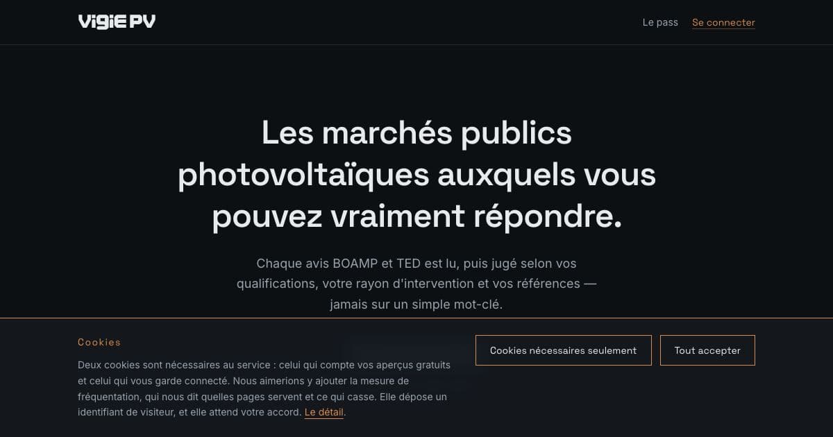 Heated Rampart — Reads French public tenders each morning and tells photovoltaic installers which ones they can realistically win, and why.