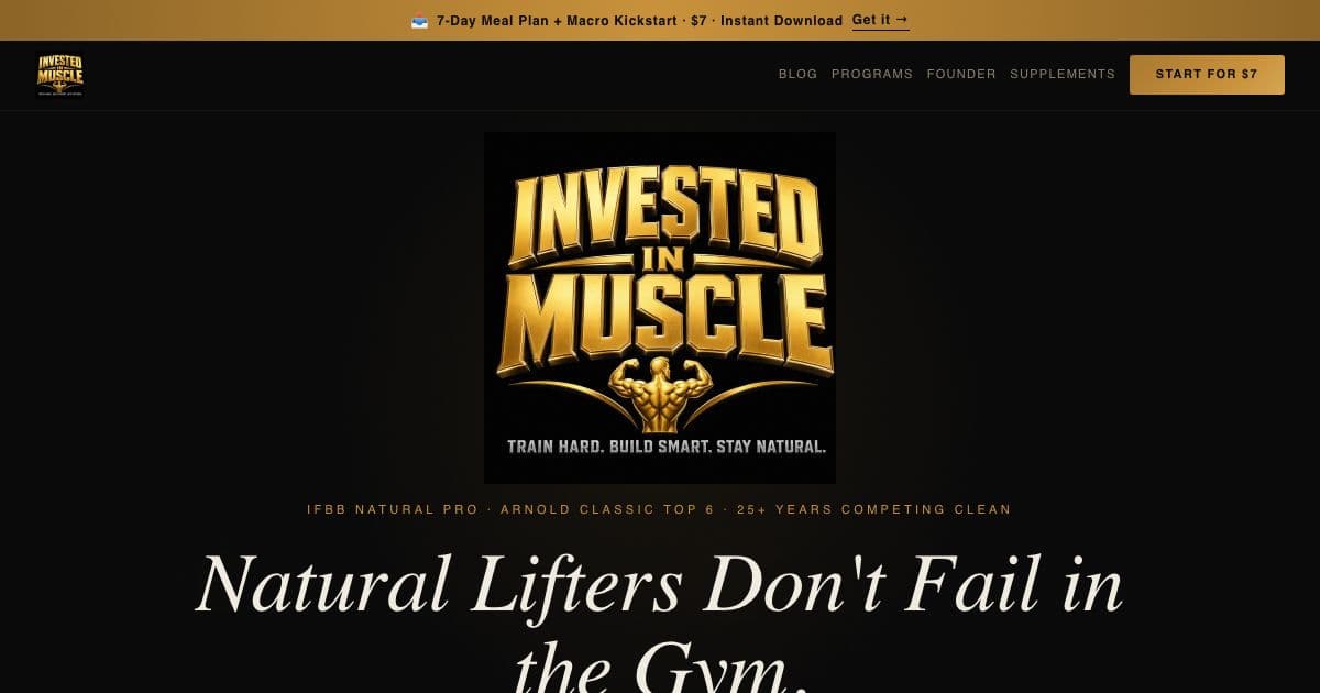 Invested In Muscle — Training programs, a nutrition guide and supplements for natural, drug-tested bodybuilders who want to build muscle or prepare for a show.