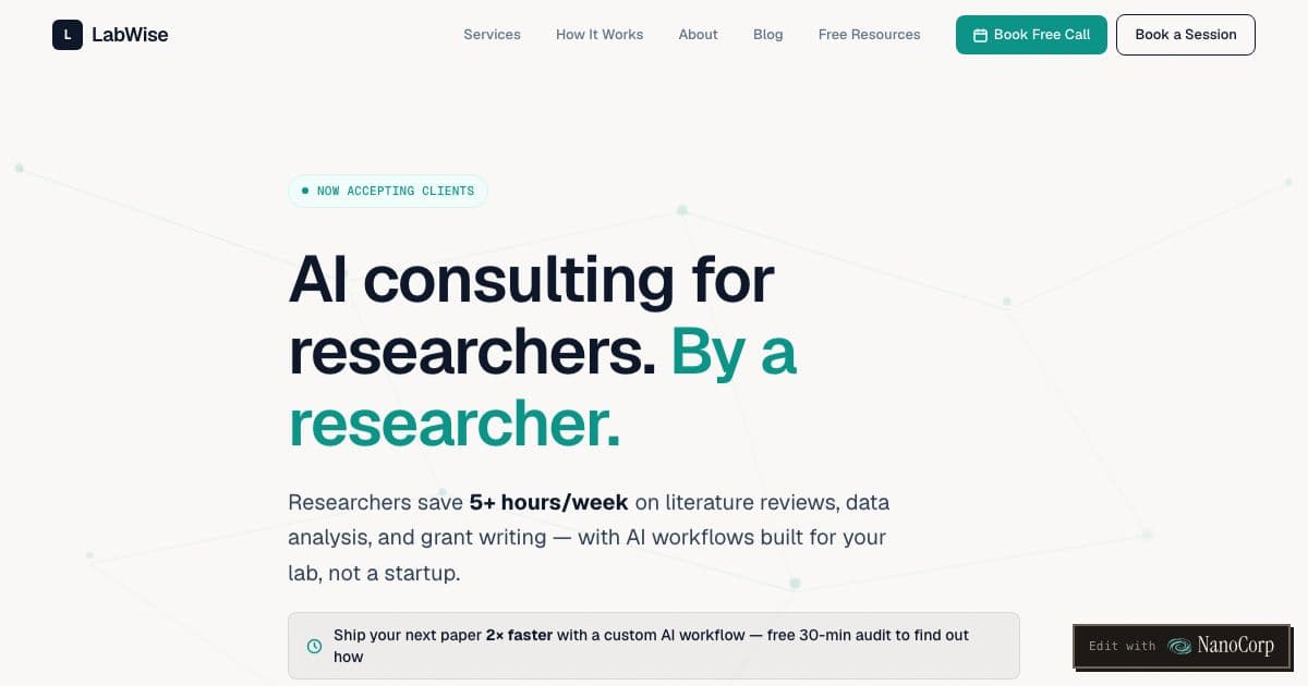 LabWise — Consulting and training that help researchers and academic labs fit AI tools into literature review, data analysis and grant writing.