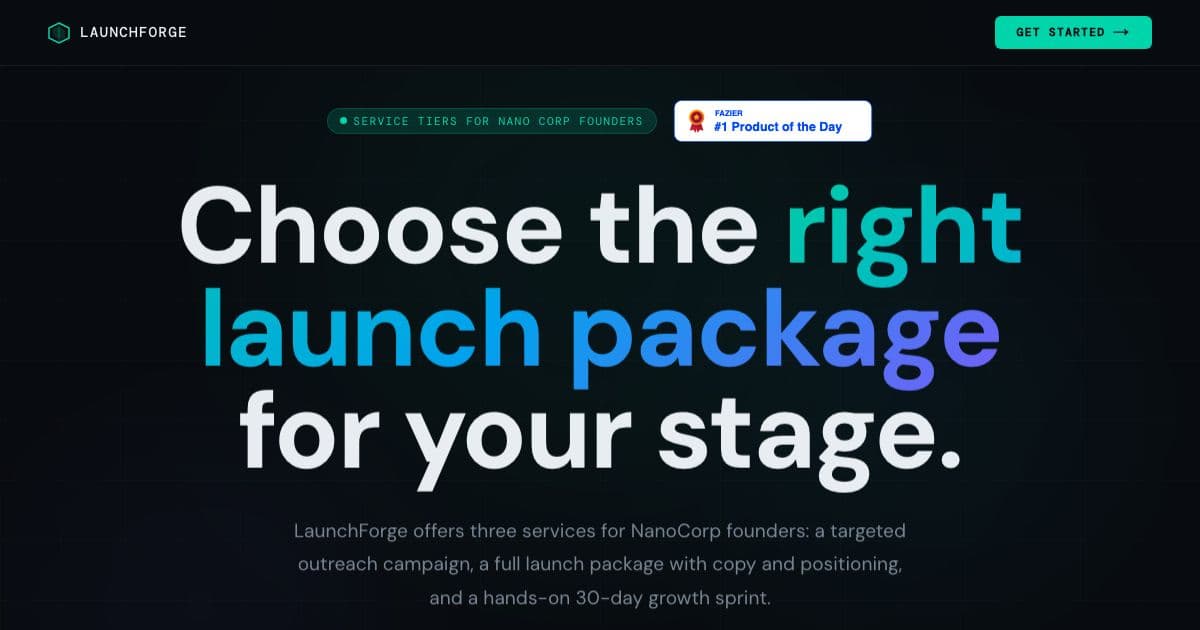 LaunchForge — A menu of fixed-price launch services, from cold outreach to positioning and copy, for founders of AI-native companies.
