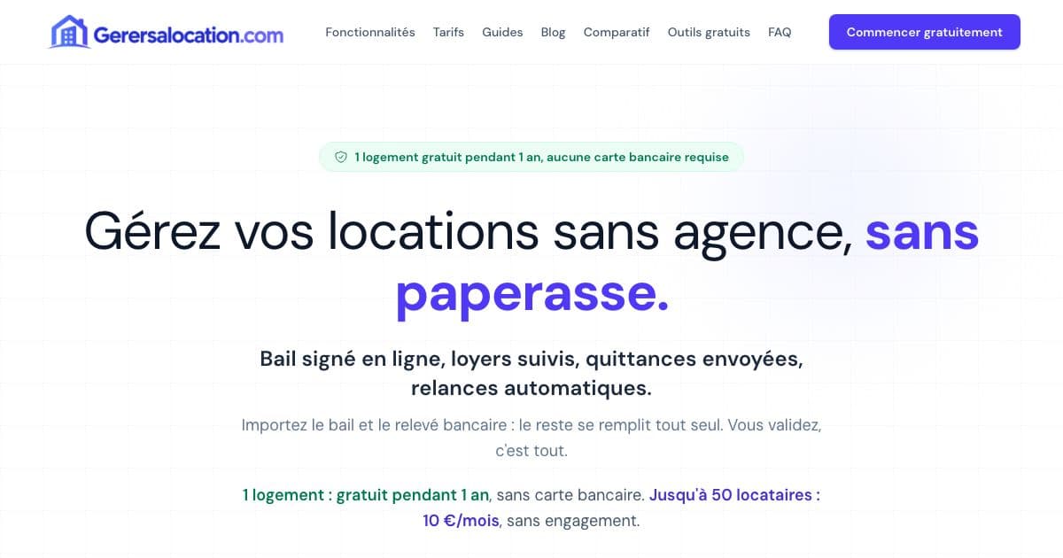 LocaDirect — Online rental management for French landlords who let their property directly, covering leases, rent, receipts and reminders.