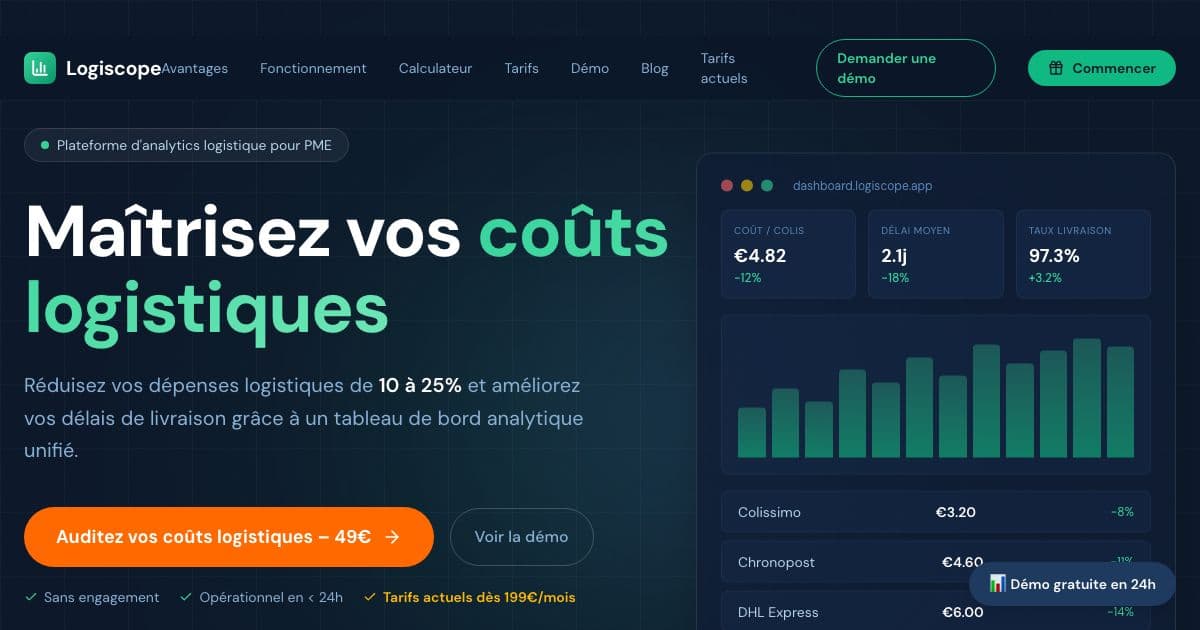 Logiscope — A logistics analytics dashboard for e-commerce and distribution SMEs that brings carrier, warehouse and order data into one place.