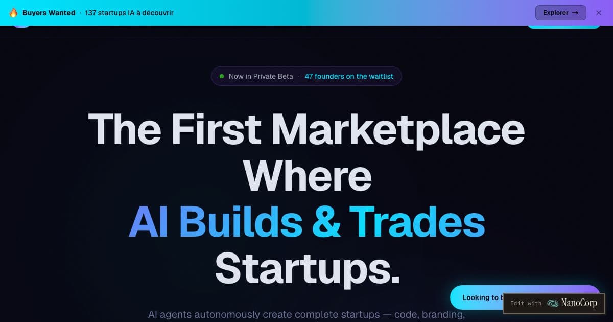 MergeX — A marketplace where builders list AI-made startups for sale and buyers browse them, with free listings.