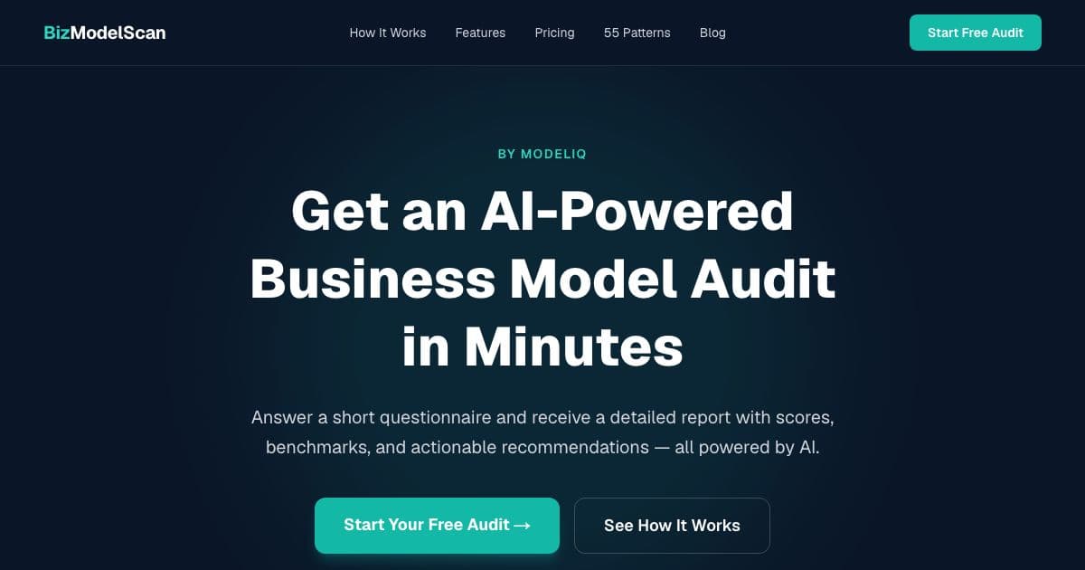 ModelIQ — Scores a B2B company's business model from a short questionnaire and returns a report with benchmarks, risks and recommendations.