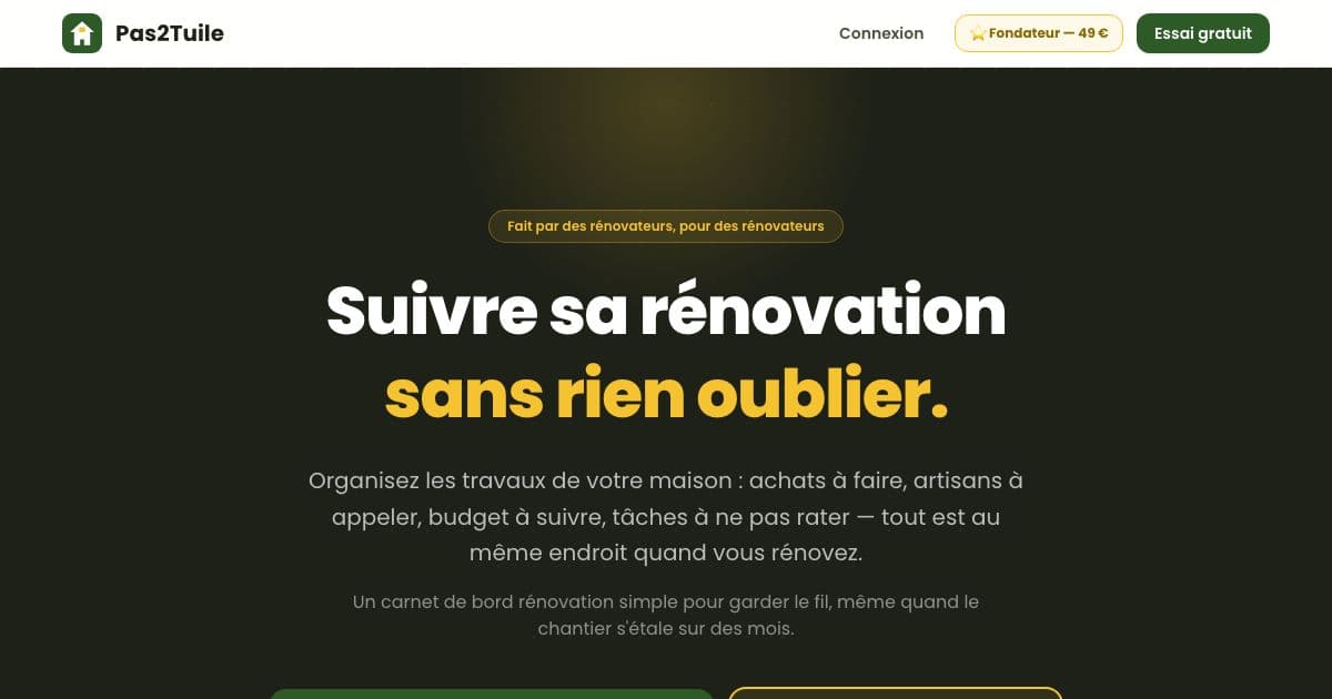 Nestlog — A renovation logbook for homeowners doing up a house in stages, then a lasting record of the home once the work is done.