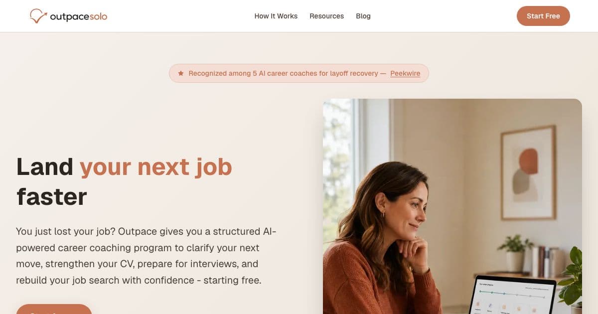 Outpace Solo — A structured AI career coaching program for professionals who have just been laid off, from first assessment to interviews.