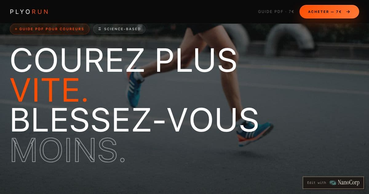 PlyoRun — A six-week plyometrics PDF for runners, done in 10 to 15 minutes before a run, at beginner, intermediate or advanced level.