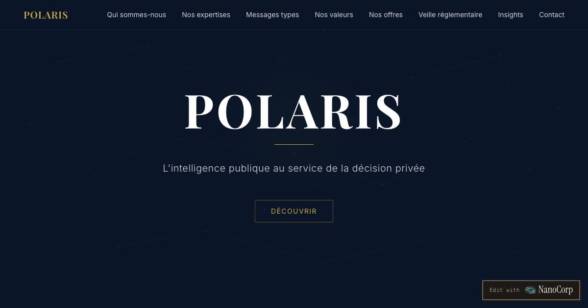 Polaris — Advises executives, investors and organizations on French and European public policy, regulation and dealings with government.