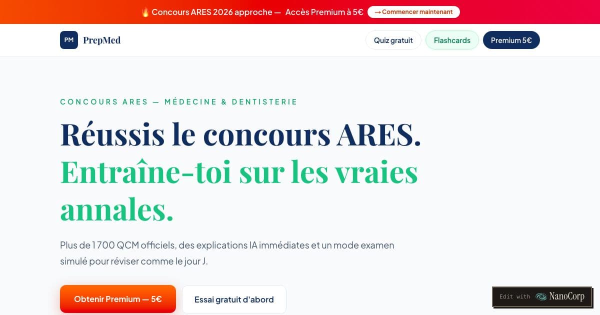 PrepMed — An AI-powered platform that helps students in Belgium prepare for the ARES medical and dentistry entrance exam.