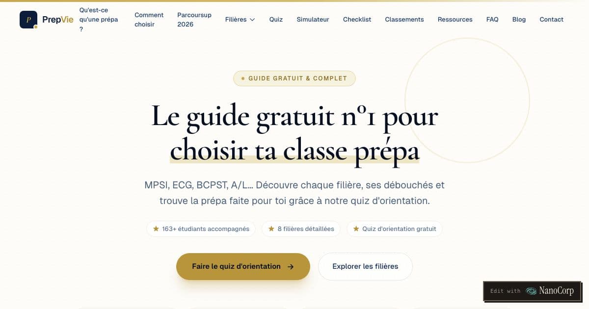 PrepVie — A free French-language guide that helps high school students and parents understand and choose a classe préparatoire.