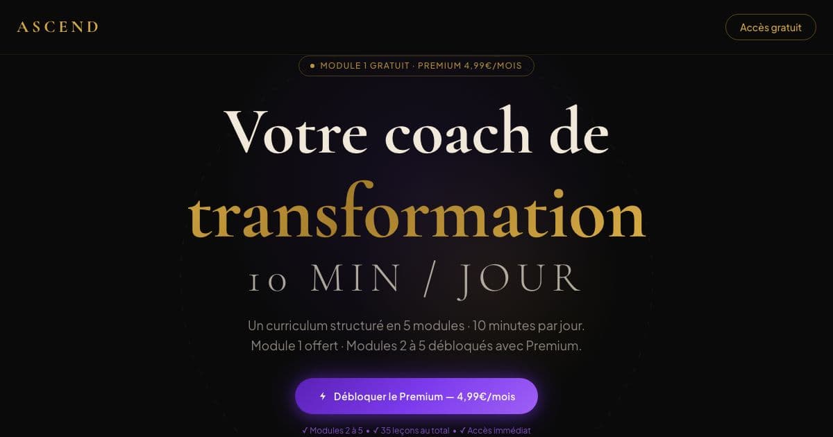 Rafine — A French-language web app that teaches discipline, productivity and confidence through 10-minute daily lessons in five modules.