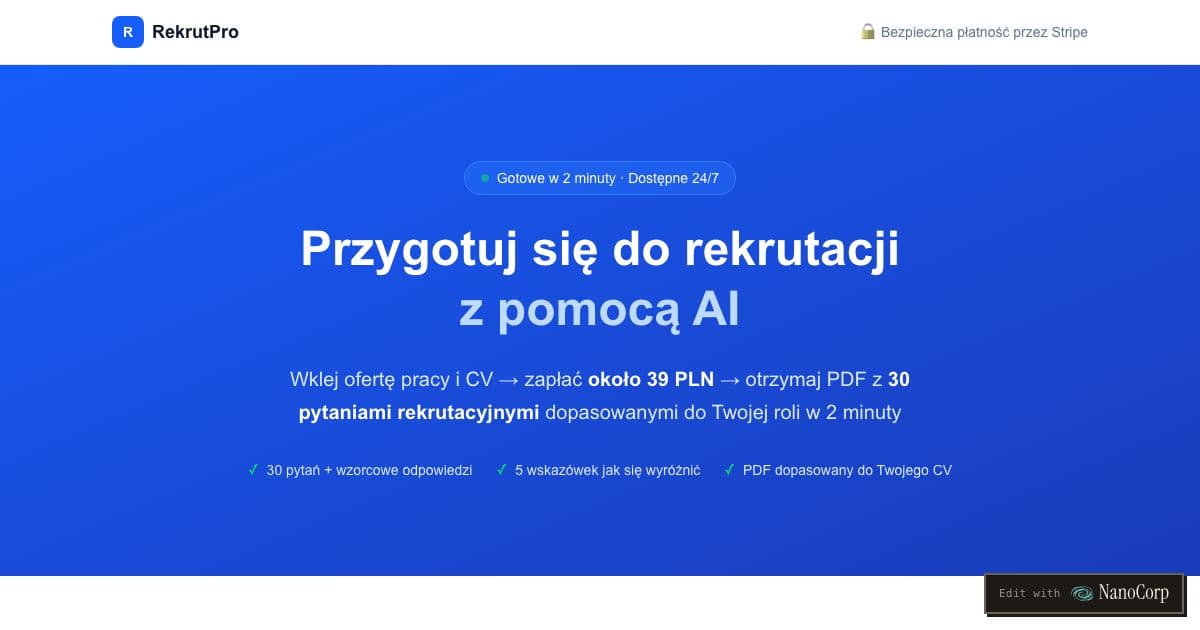 Rozmowo — Turns a job offer and a CV into a Polish-language PDF of tailored interview questions and answer strategies for job seekers in Poland.