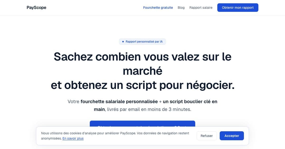 SalariNego — A personalized report that gives employees in France their market salary range and a script for negotiating a raise or an offer.
