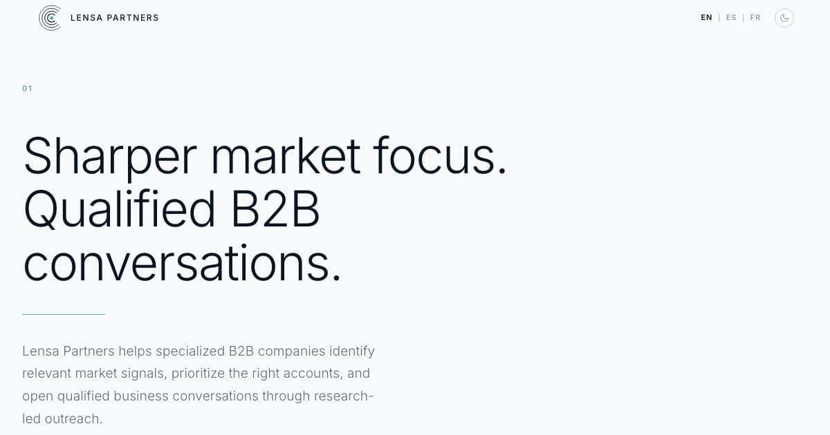 Signal Partners — Tracks market signals and qualifies accounts so specialized B2B companies can open relevant sales conversations.