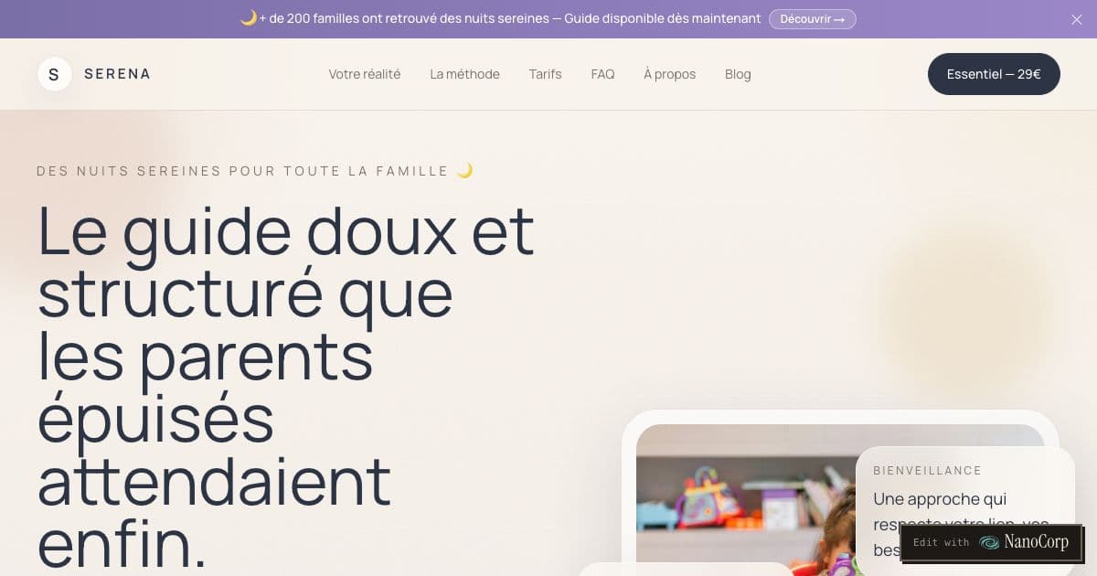 Sleeply — Gives exhausted French-speaking parents a gentle, structured sleep program for babies and young children up to five.