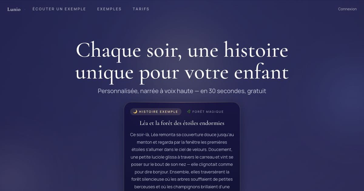 Slumber — Writes personalized French bedtime stories for children aged 2 to 8 and narrates them aloud for parents to play at night.