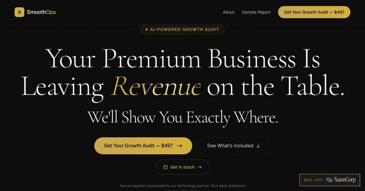 SmoothOps — Prepares a written growth audit with a ranked action plan for luxury hotels, fine dining restaurants and cultural venues.