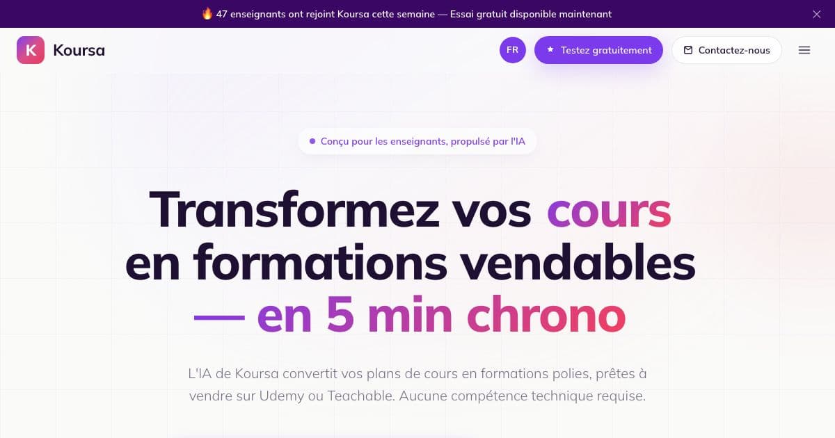 TeachFlow — Converts a teacher's existing lesson plans into structured online courses that can be sold on course platforms.