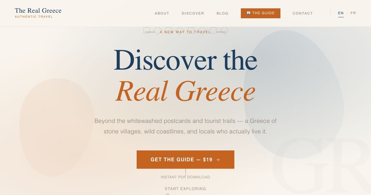The Real Greece — A French and English travel site and PDF guide to the villages, food and traditions of Greece away from the crowds.