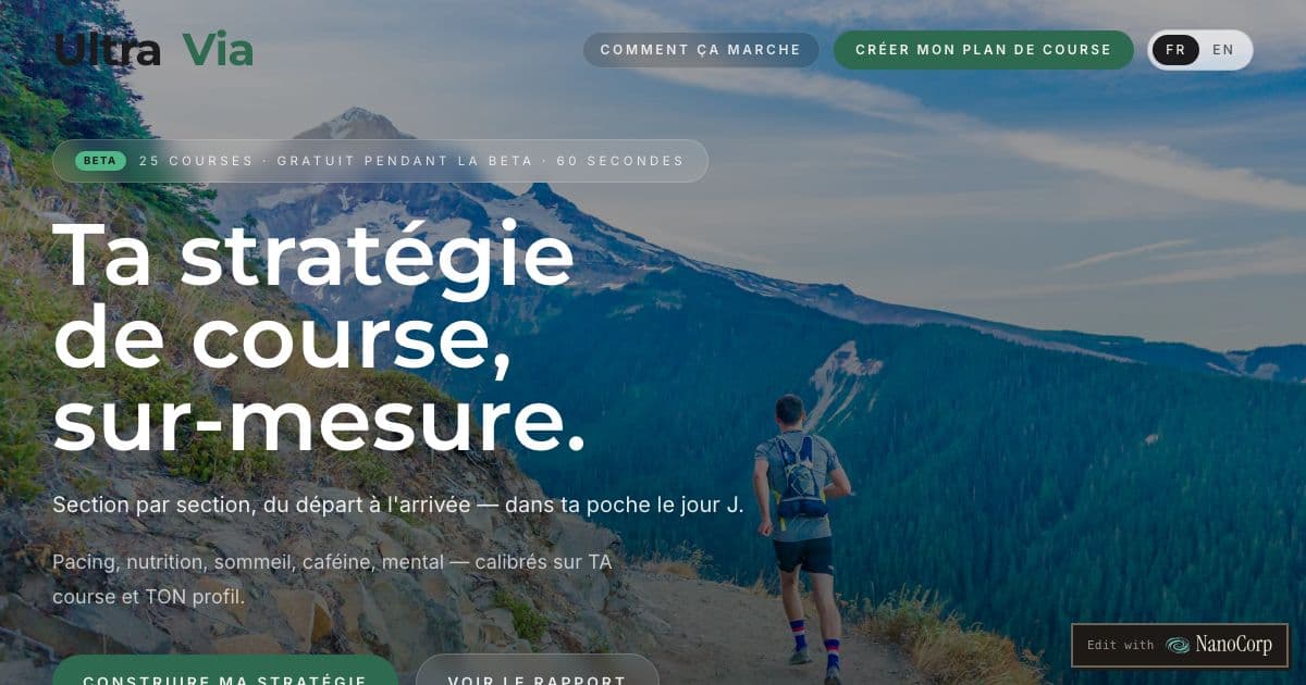 TrailIQ — A race-day strategy tool that turns a trail or ultra course into a segment-by-segment plan for pacing, fueling and crew timing.