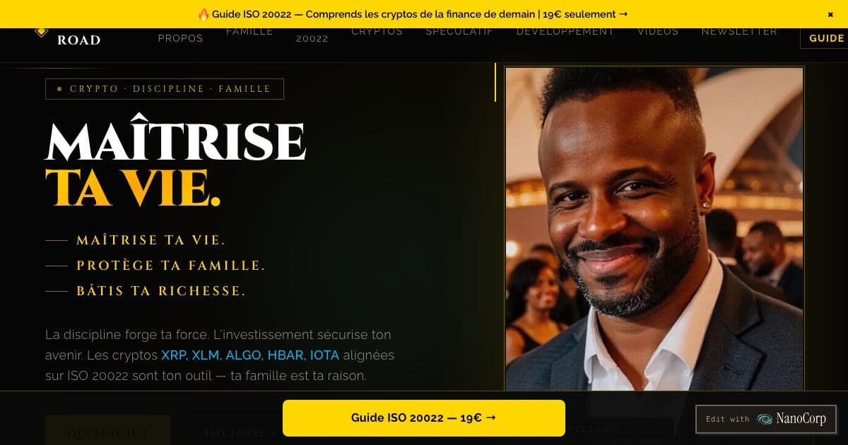 Williamson Road — French-language videos and articles on ISO 20022-aligned cryptocurrencies, personal discipline and building a family legacy.